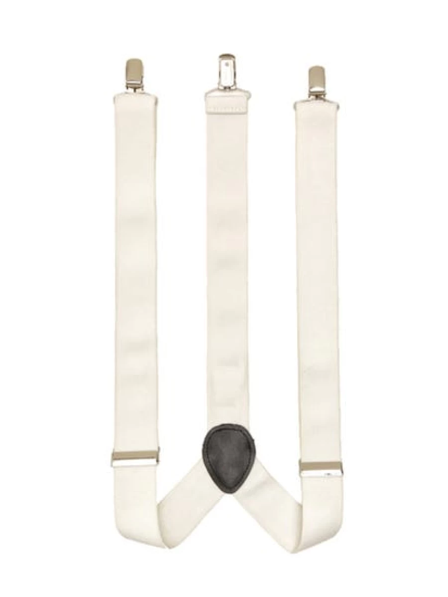 Lowes Men's Plain White Suspenders - Classic Adjustable Braces for Formal Wear