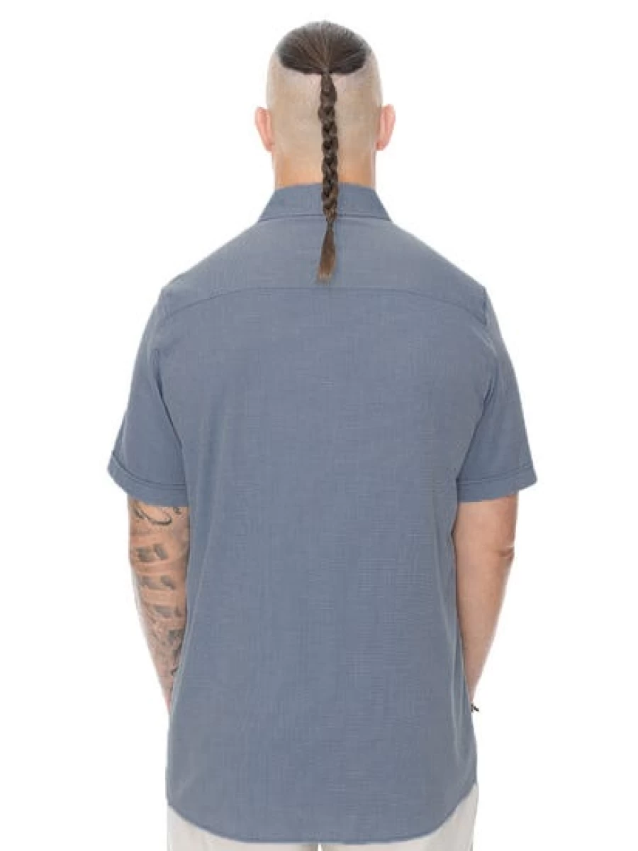BUILT N FIT Men's Dark Blue Short Sleeve Performance Shirt for Active Wear