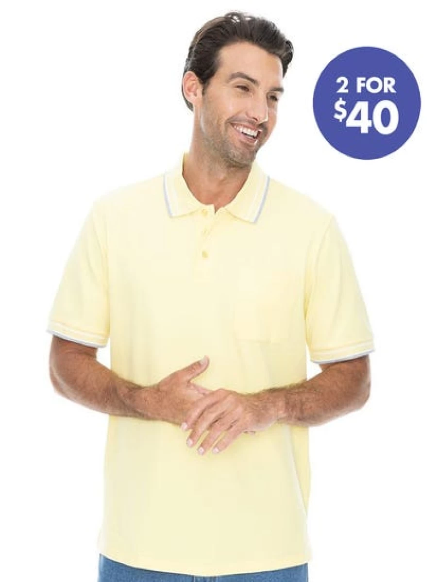 Lowes Men's Classic Yellow Cotton Polo Shirt - Comfortable Casual Wear