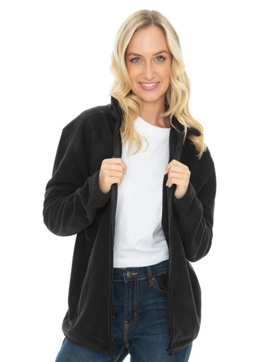 Lowes Unisex Black Polar Fleece Zip-Up Jacket - Warm Winter Outerwear for Men & Women
