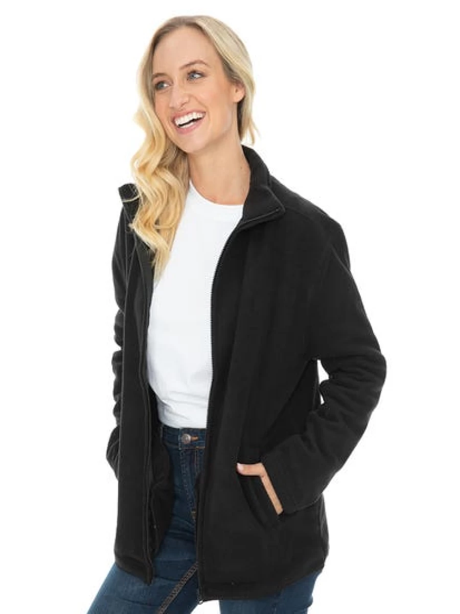 Lowes Unisex Black Polar Fleece Zip-Up Jacket - Warm Winter Outerwear for Men & Women