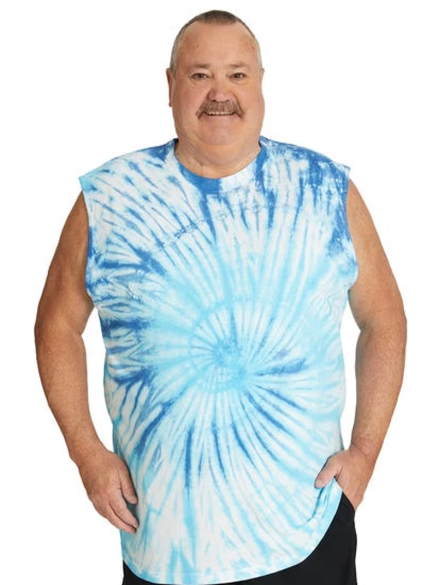 DBK Men's Blue Swirl Tie Dye Muscle Tank Top