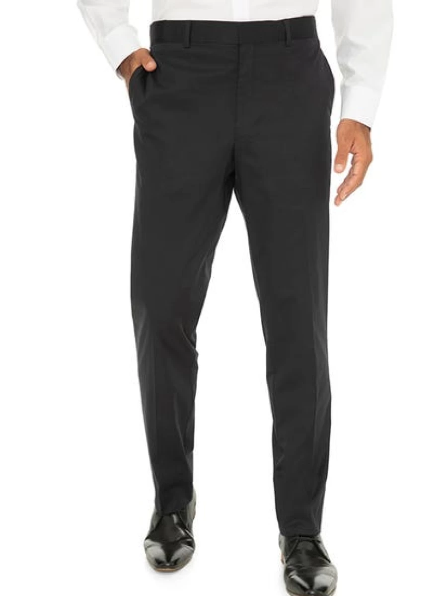 Men's Navy Cotton Sateen Trousers - Regular Fit by Manhattan