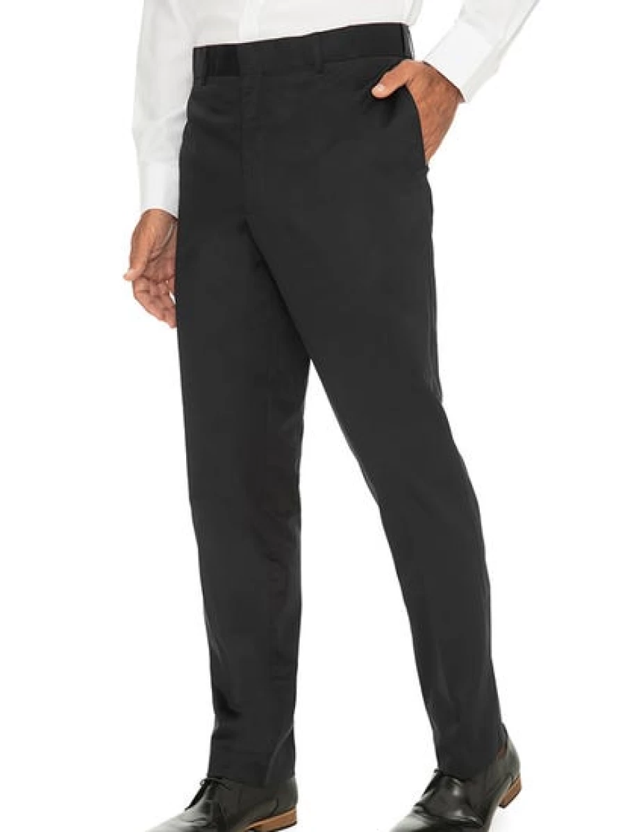 Men's Navy Cotton Sateen Trousers - Regular Fit by Manhattan