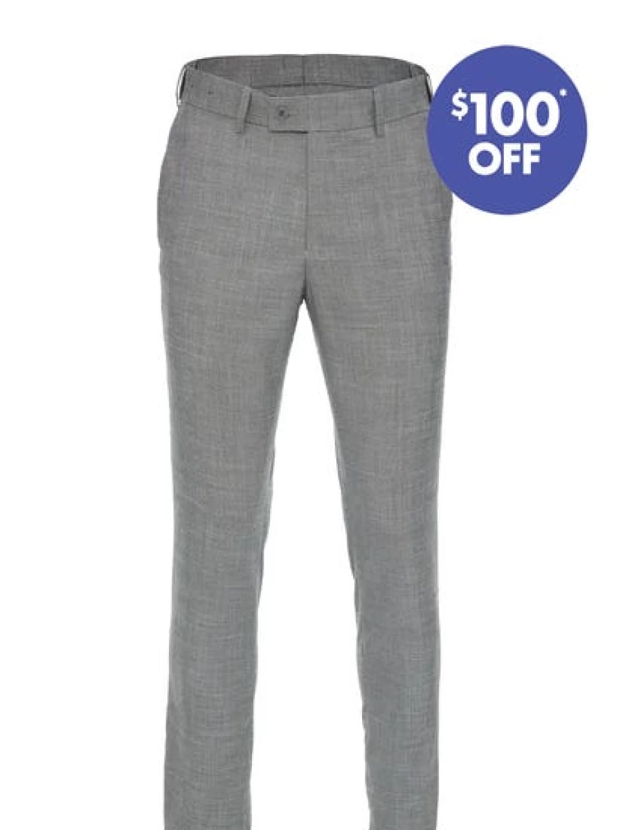 Perizzi Men's Grey Slim Fit Suit Trousers for Formal Wear