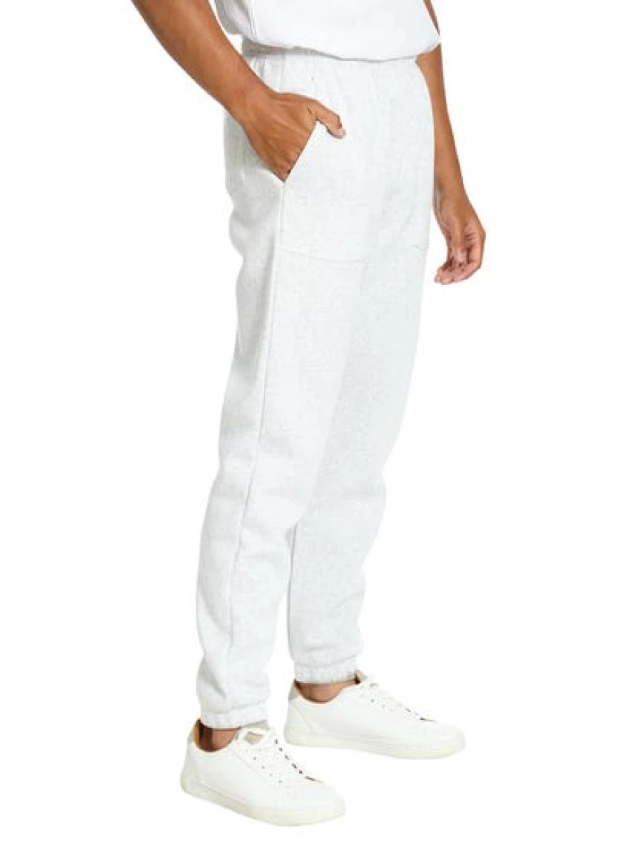 Lowes Men's White Marle Knitted Fleece Trackpants - Comfortable Casual Joggers