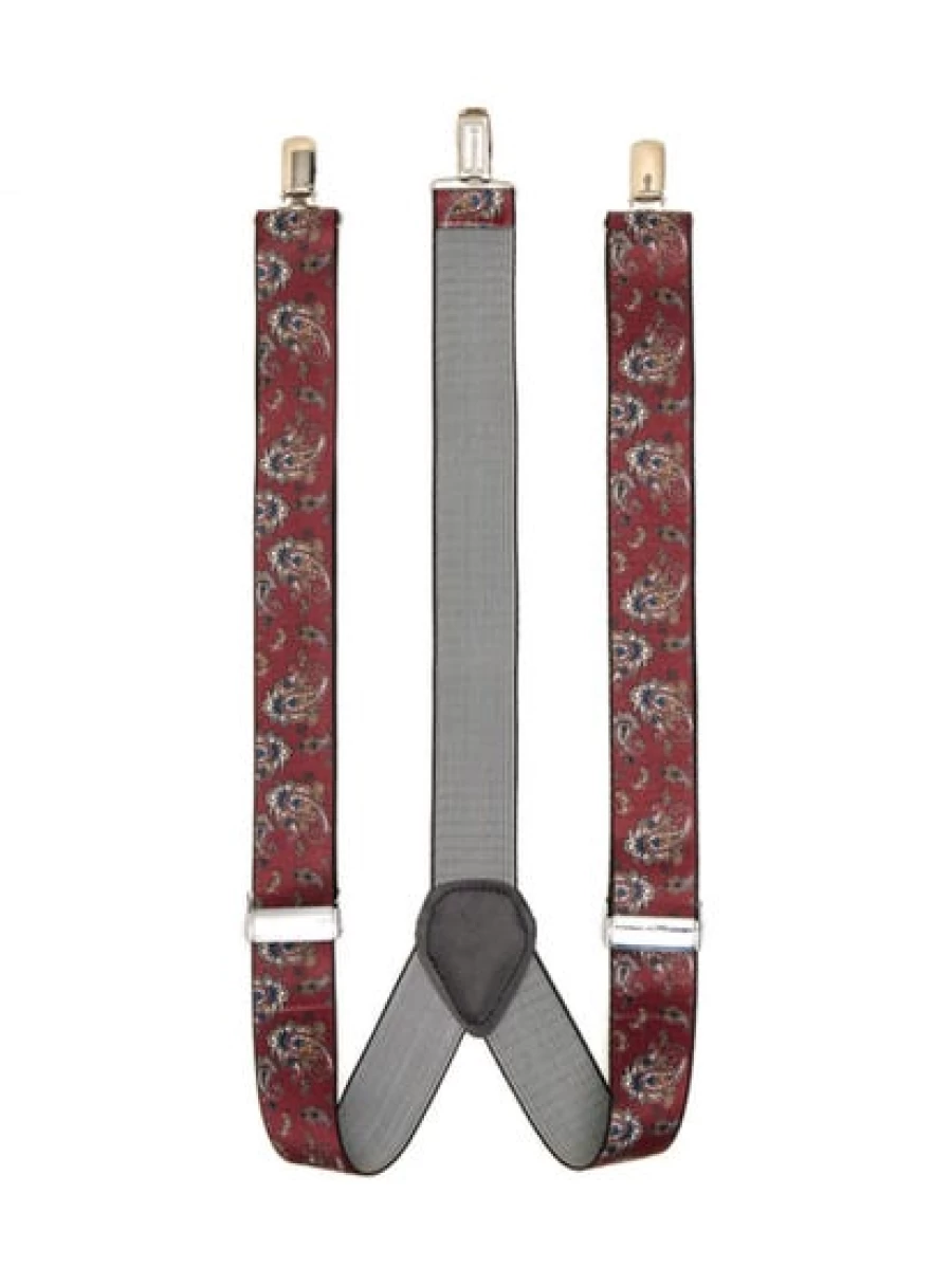 Lowes Men's Fancy Maroon Suspenders - Premium Quality Adjustable Braces