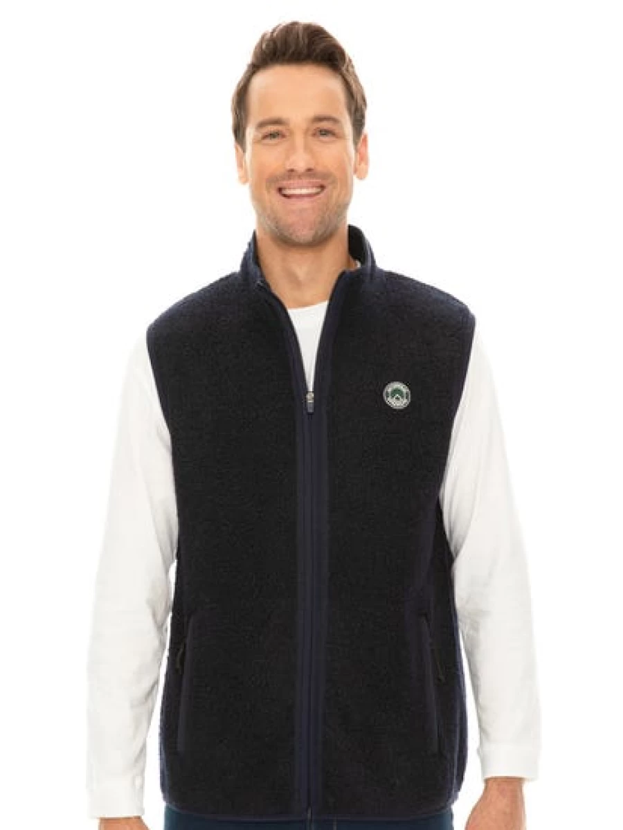 Outer Peak Men's Navy Blue Zip-Up Polar Fleece Vest for Outdoor Activities