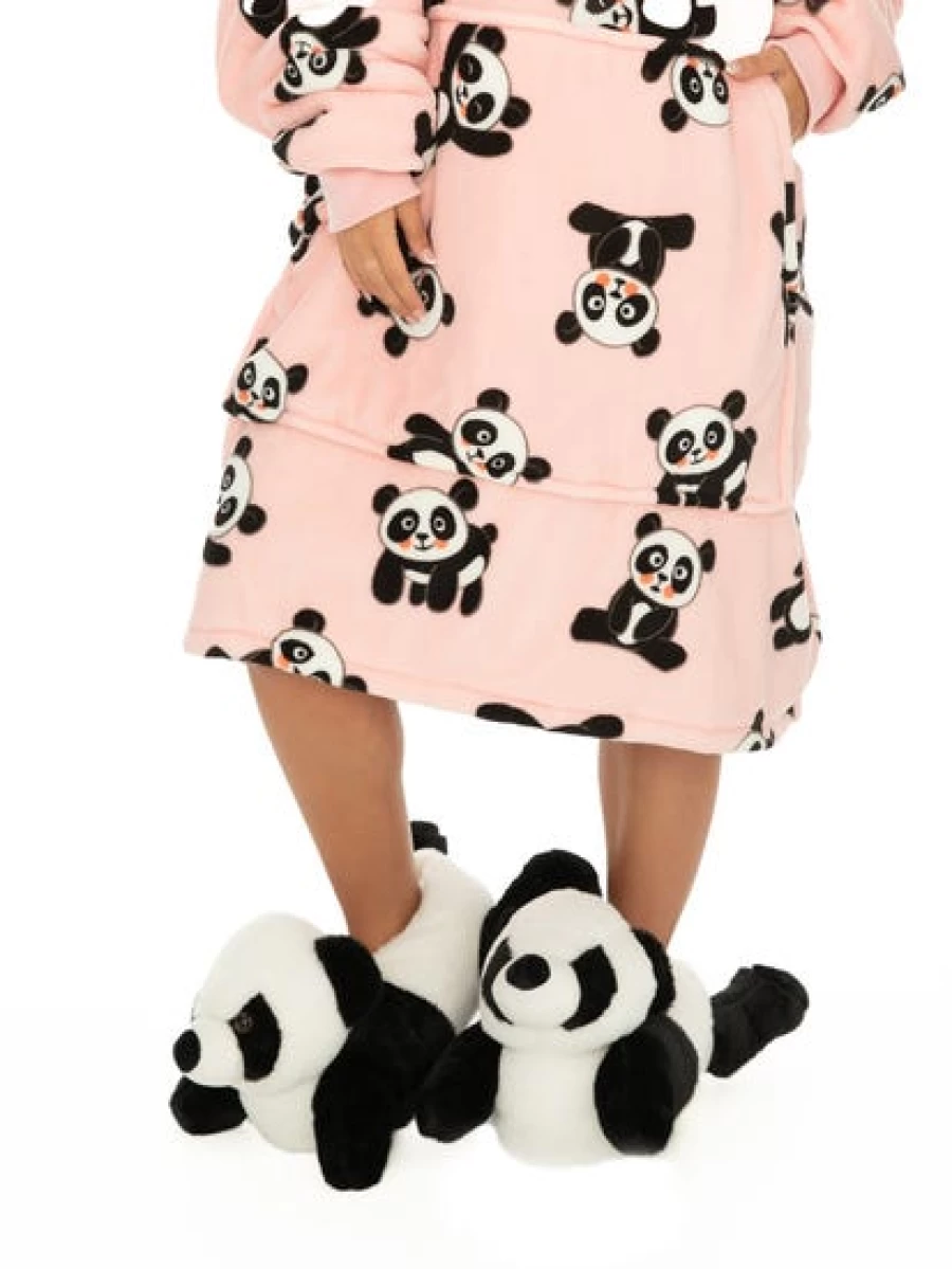 PLUSH Men's Panda Animal Slippers - Soft & Comfortable House Shoes