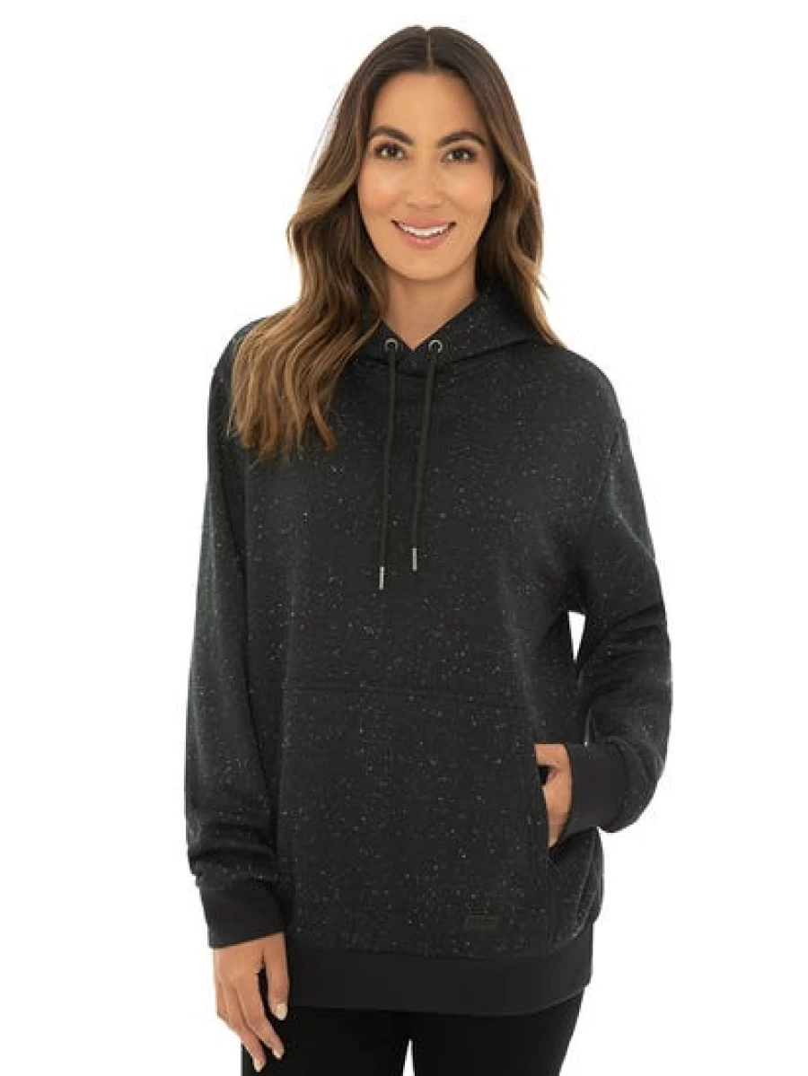 TROJAN Unisex Fleece Hoodie - Black Speckle Pullover for Men & Women, Cozy Winter Sweatshirt