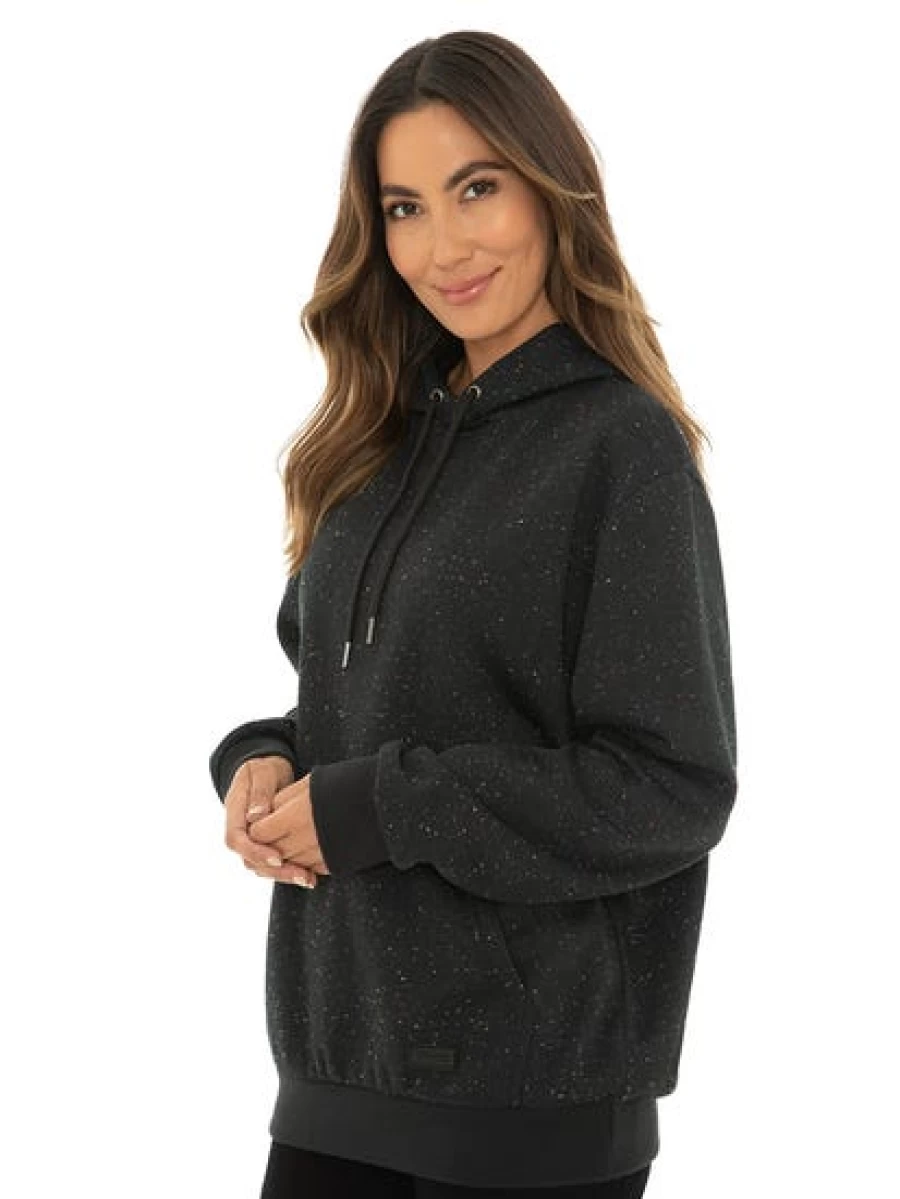 TROJAN Unisex Fleece Hoodie - Black Speckle Pullover for Men & Women, Cozy Winter Sweatshirt
