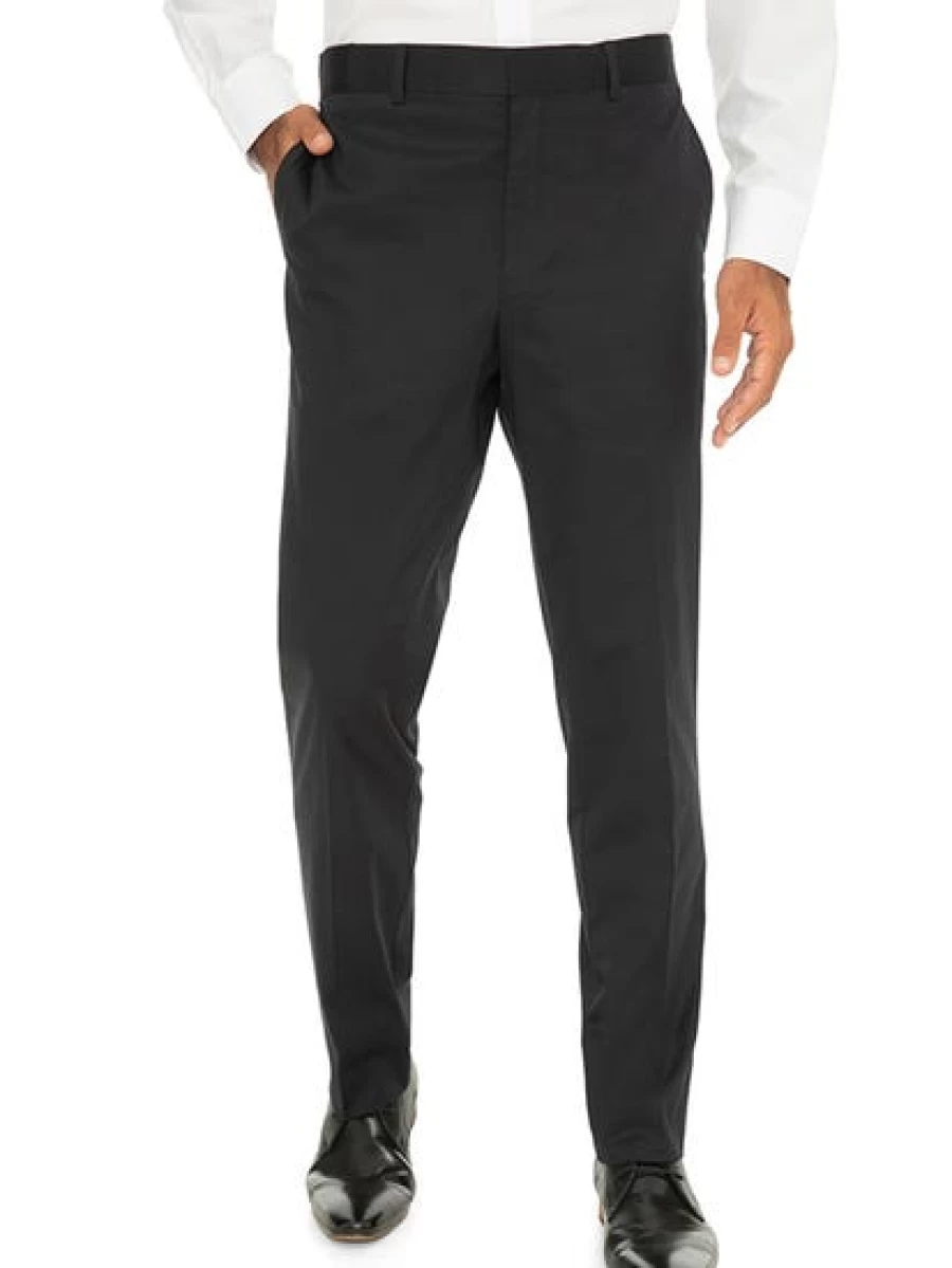 Men's Navy Cotton Sateen Trousers - Regular Fit by Manhattan