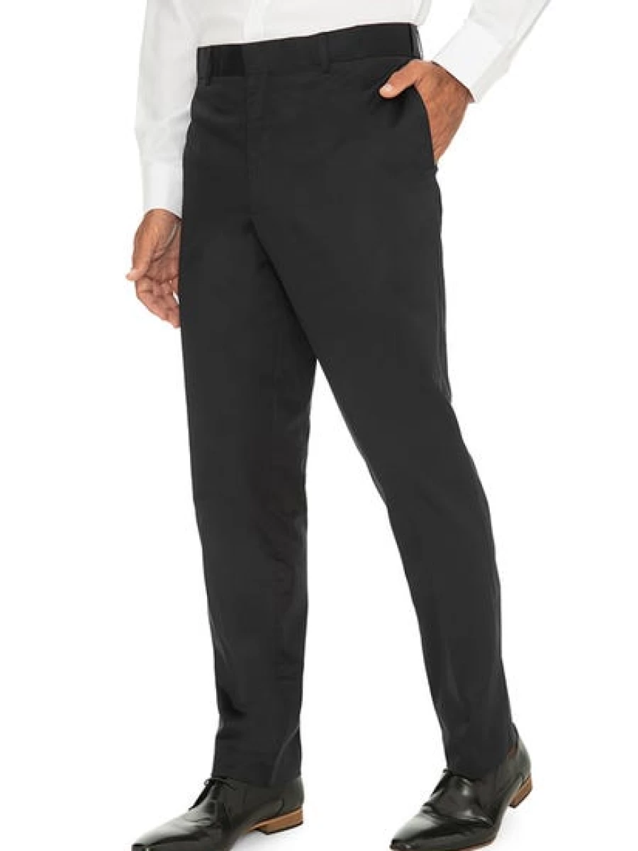 Men's Navy Cotton Sateen Trousers - Regular Fit by Manhattan