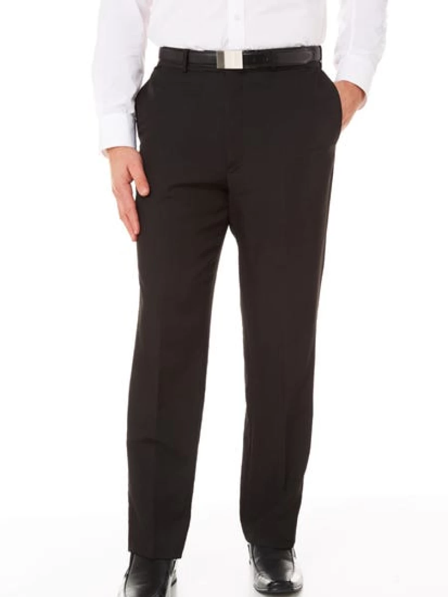 Robert Huntley Men's Regular Fit Black Pinstripe Suit Trousers