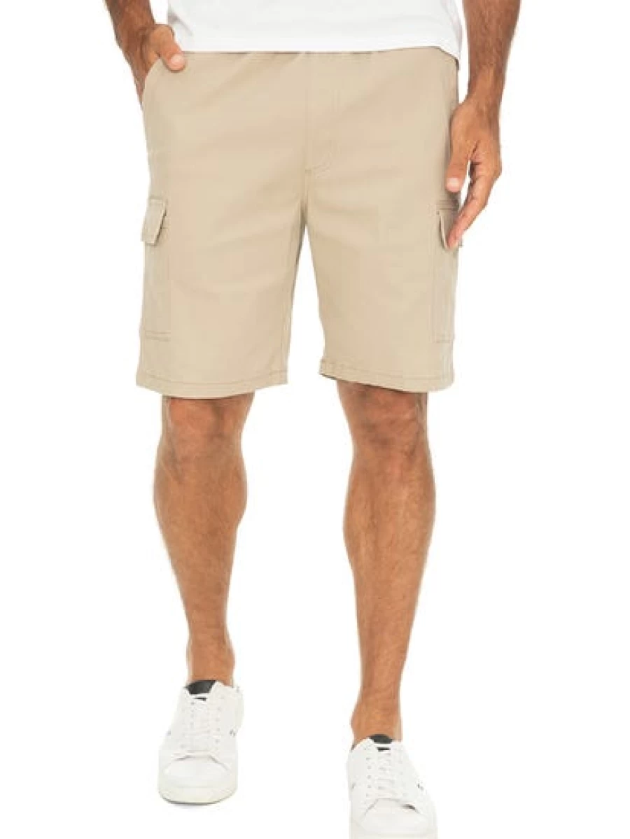 Men's Beige Cargo Shorts with Elastic Waist by Lowes - Comfortable & Stylish