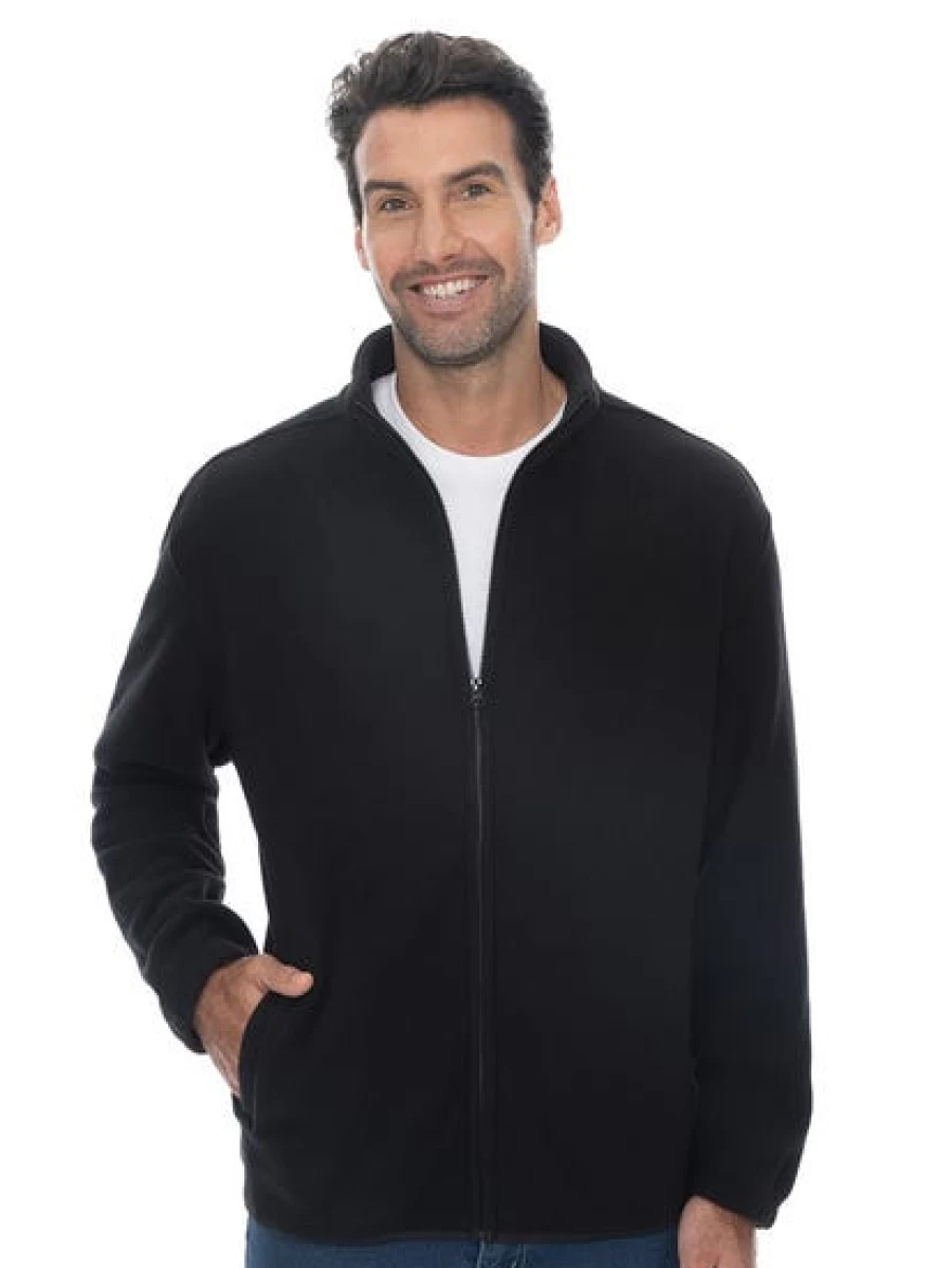 Lowes Men's Black Polar Fleece Zip-Up Jacket for Winter Warmth