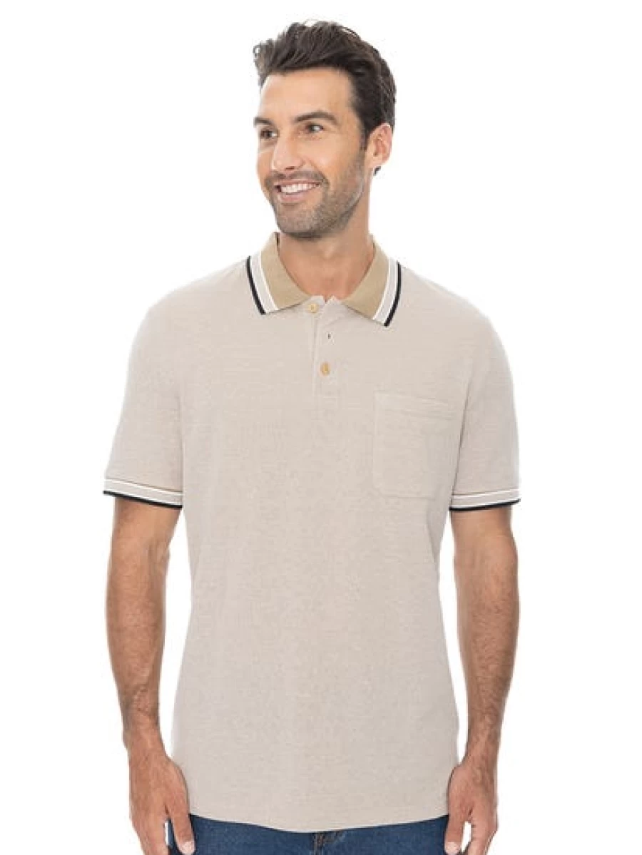 Lowes Men's Cotton Polo Shirt - Classic Stone Color for Casual Wear