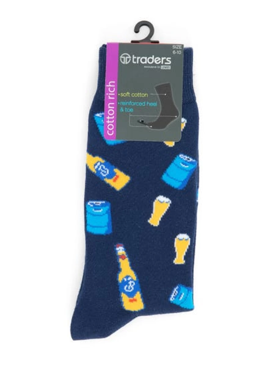 Traders Men's Novelty Business Socks - Beer Themed Fun Dress Socks for Work & Office