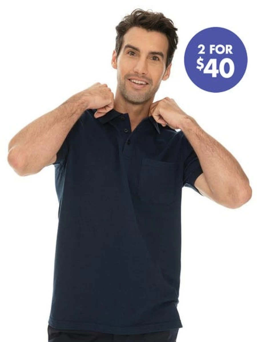 Lowes Men's Navy Cotton Stretch Polo Shirt - Comfortable & Stylish Fit