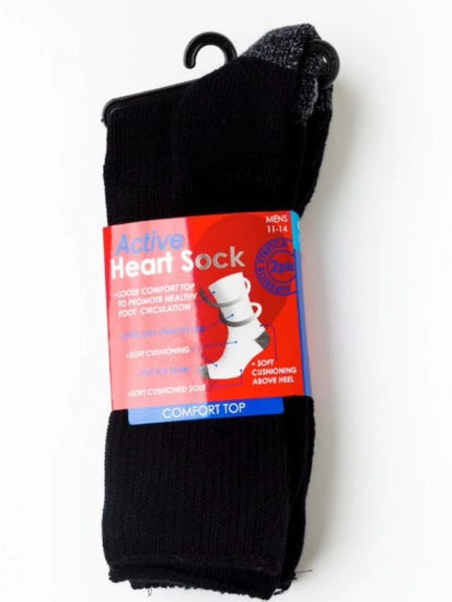 Lowes Men's Active Heart Black Socks for Comfort & Support