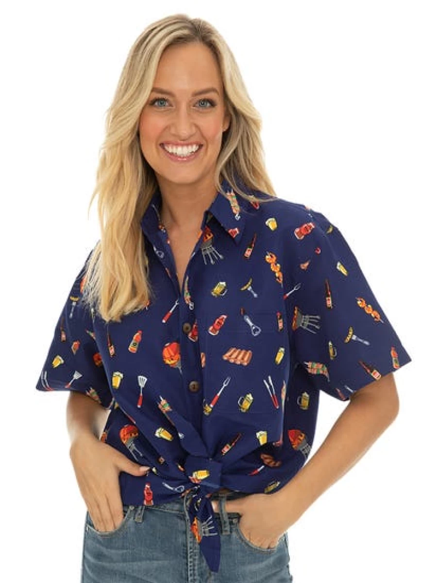Lowes Navy Hawaiian Shirt for Men - Perfect Father's Day Gift, Lightweight Summer Aloha Shirt