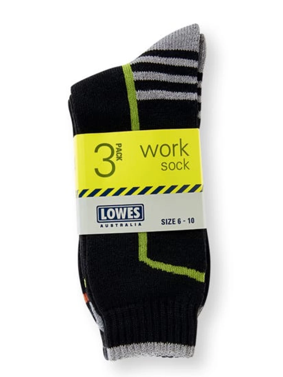 Lowes Men's Assorted Work Socks 3-Pack Durable Comfort for Daily Use