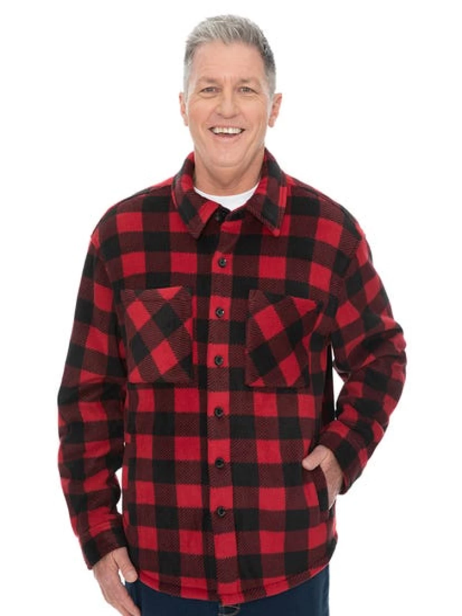 Lowes Men's Red Checkered Shacket - Plaid Flannel Shirt Jacket for Men