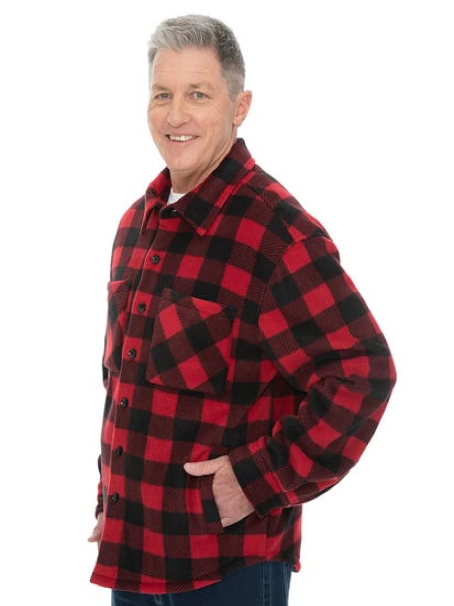 Lowes Men's Red Checkered Shacket - Plaid Flannel Shirt Jacket for Men