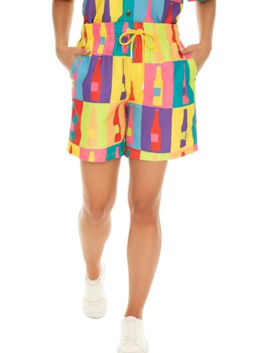 Riley Adams Unisex Matching Pop Art Swim Shorts for Couples - Vibrant Party Beachwear