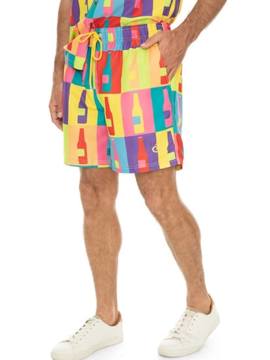 Riley Adams Unisex Matching Pop Art Swim Shorts for Couples - Vibrant Party Beachwear