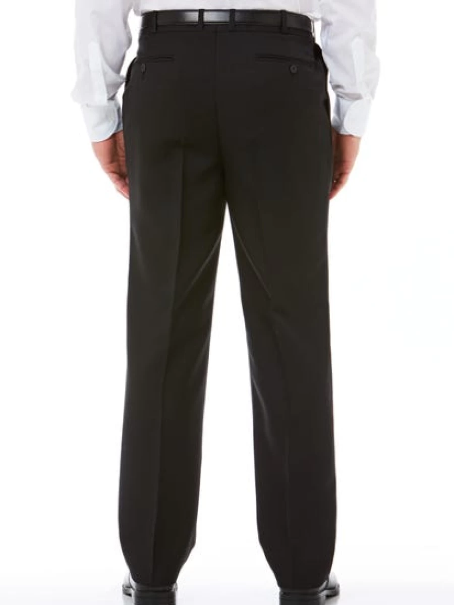 Robert Huntley Men's Black Regular Fit Pleat Front Trousers