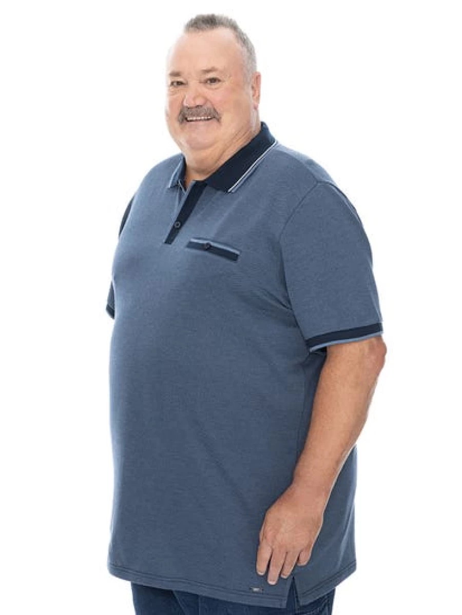 Built N Fit Men's Big & Tall Blue Polo Shirt - Comfortable Casual Top for Large Sizes