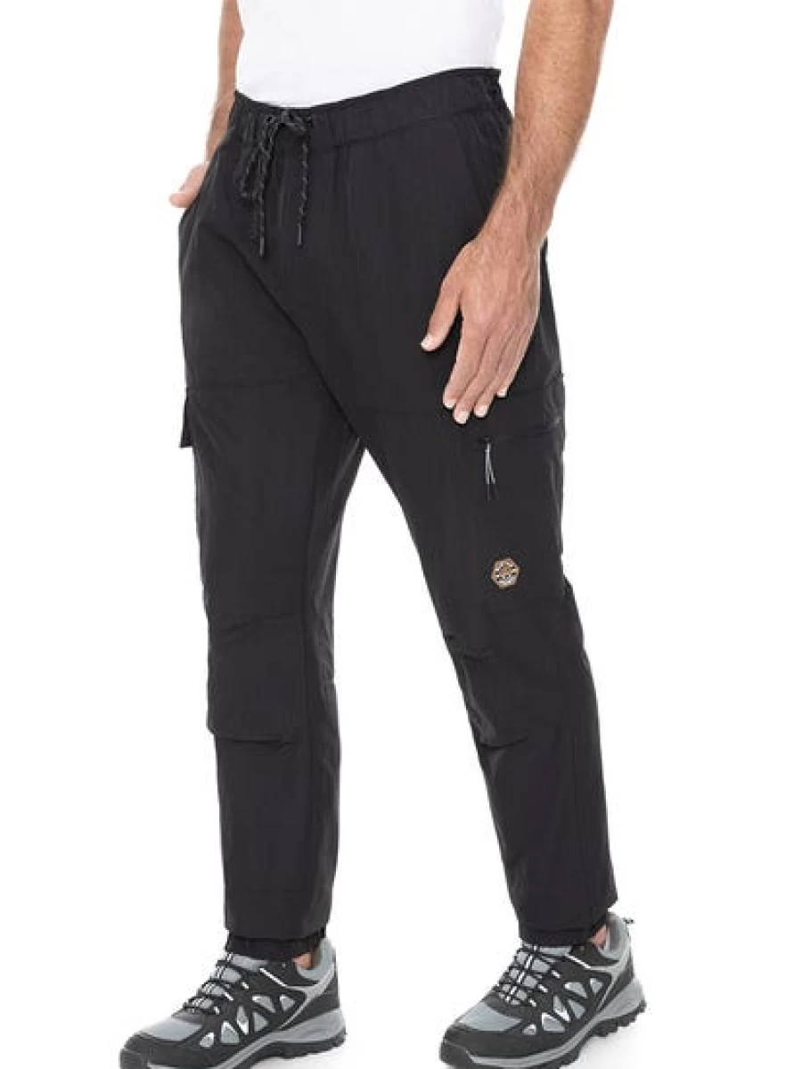 Outer Peak Men's Hiking Cargo Pants - Elastic Waist Outdoor Adventure Trekking Trousers Black