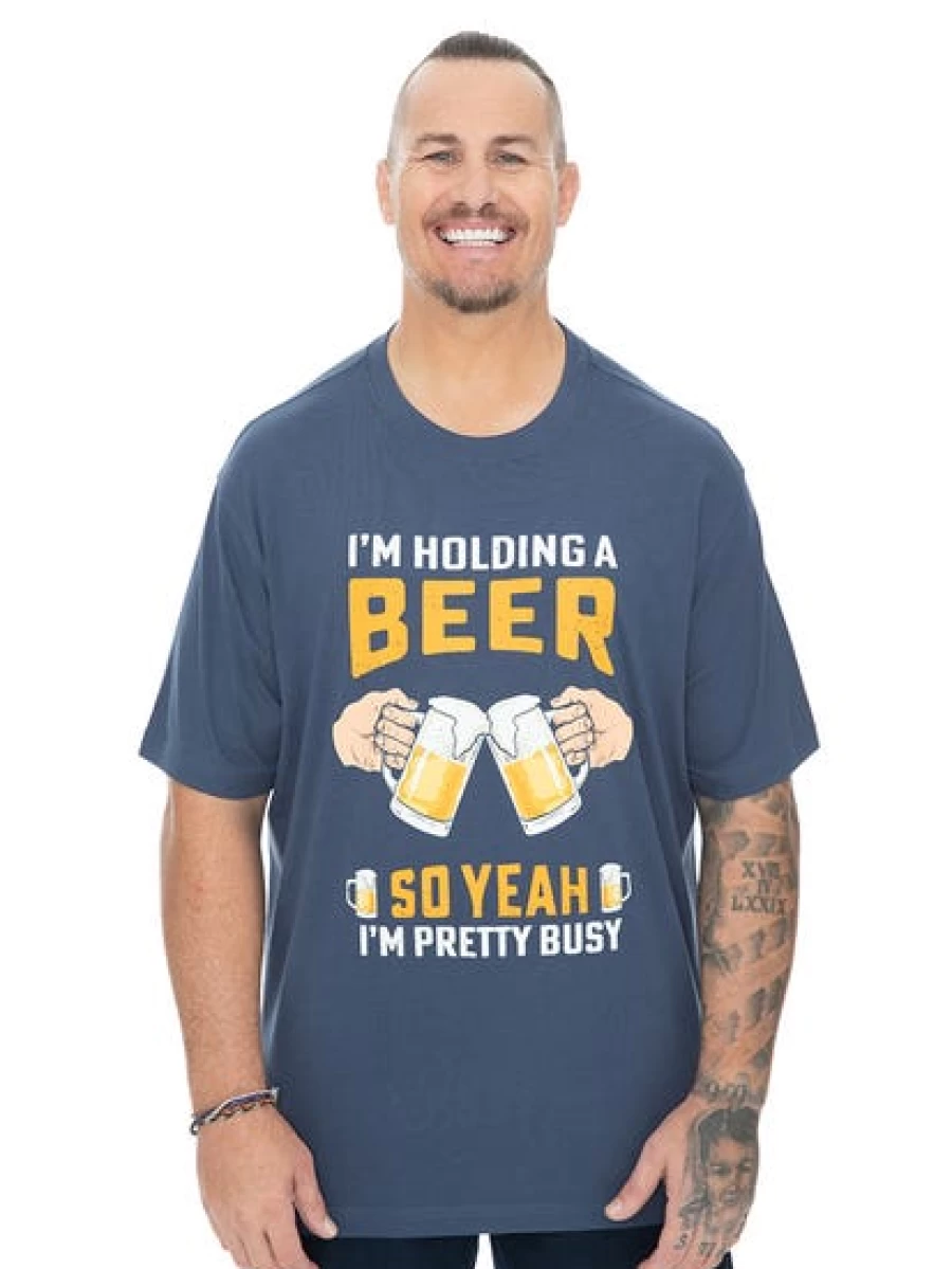 "DBK Men's Built N Fit 'Hold My Beer' Graphic T-Shirt - Comfortable Casual Tee"