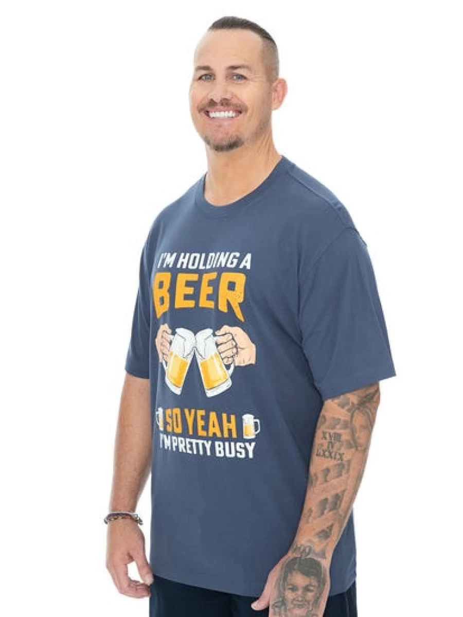 "DBK Men's Built N Fit 'Hold My Beer' Graphic T-Shirt - Comfortable Casual Tee"