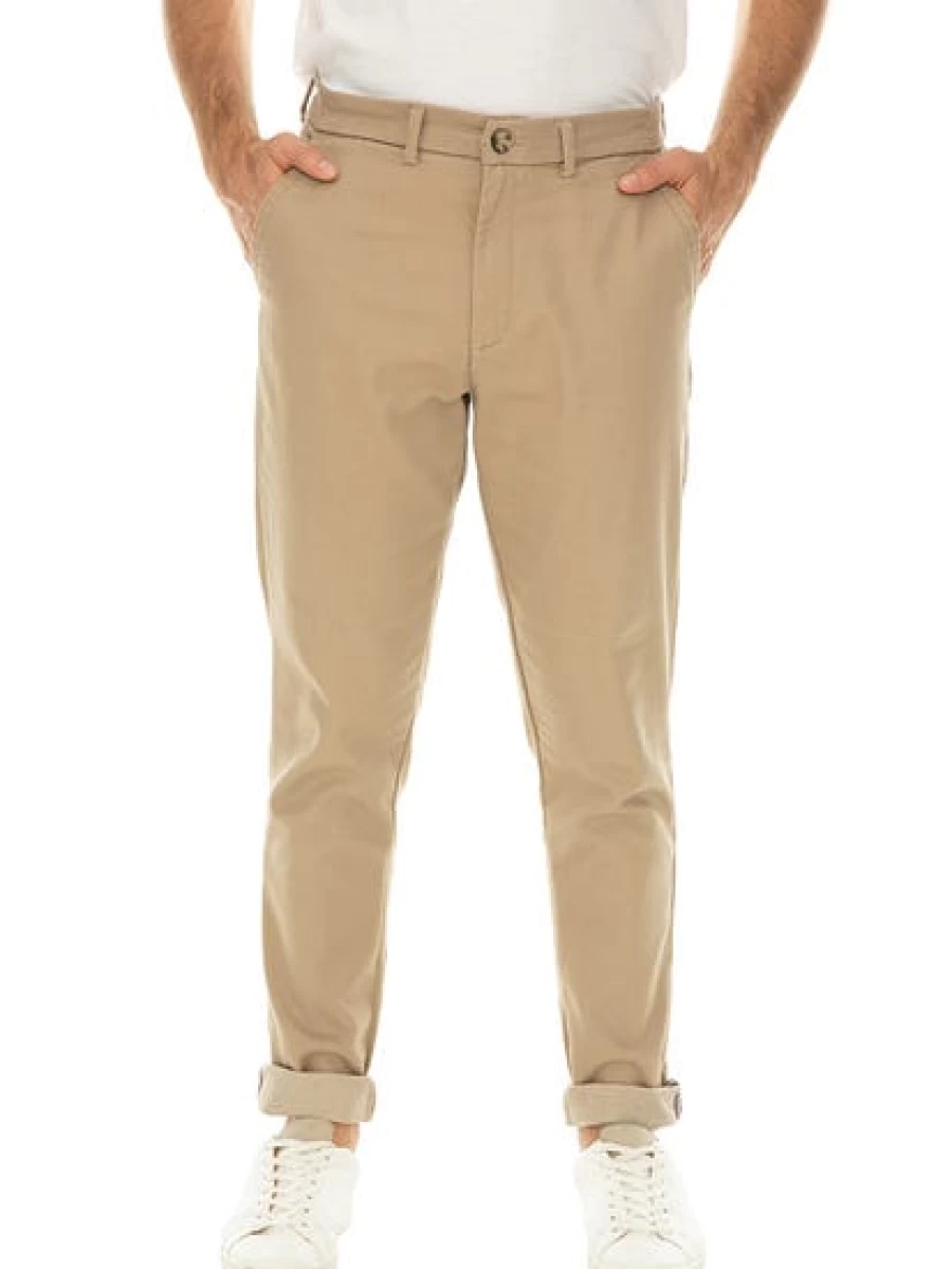 Men's Slim Fit Super Stretch Chinos in Brown by Traders - Comfortable & Flexible Dress Pants