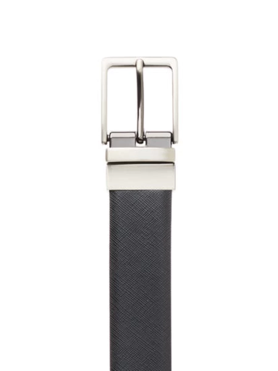 Men's Traders Black Genuine Split Leather Reversible Belt for Casual & Dress Wear
