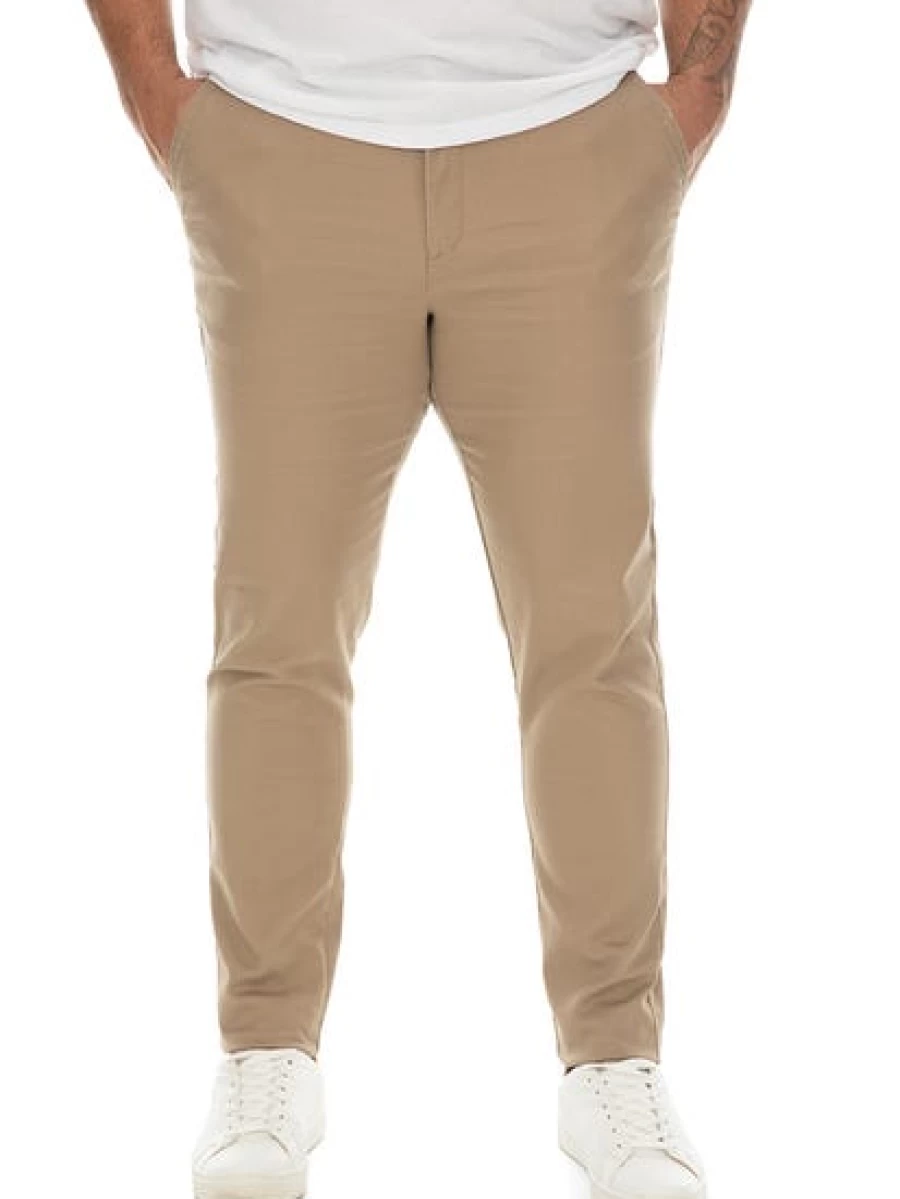 Men's Slim Fit Super Stretch Chinos Brown by Traders - Comfortable Stretchable Dress Pants for Casual & Office Wear