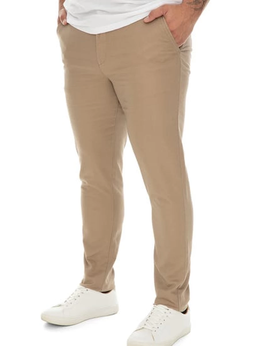 Men's Slim Fit Super Stretch Chinos Brown by Traders - Comfortable Stretchable Dress Pants for Casual & Office Wear