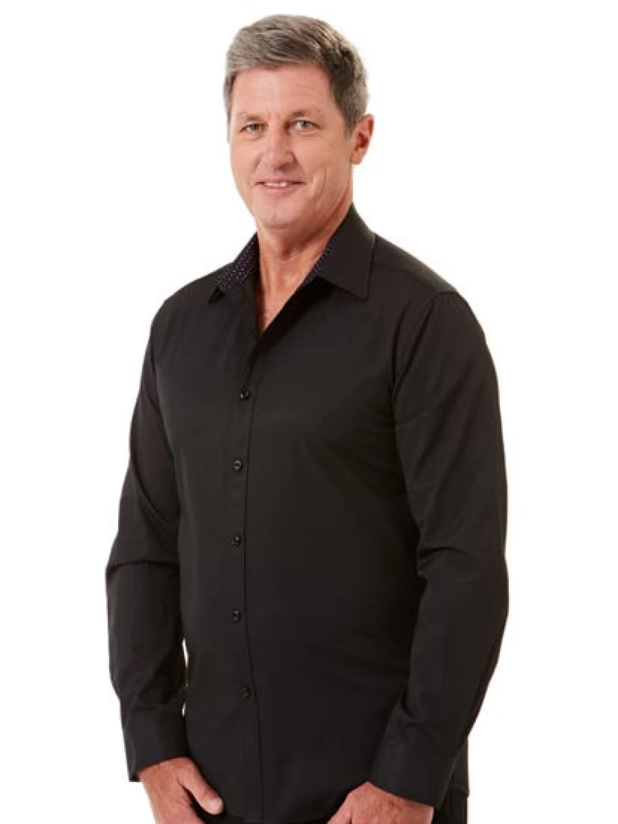 Lowes Men's Black Dobby Dress Shirt - Premium Formal Wear