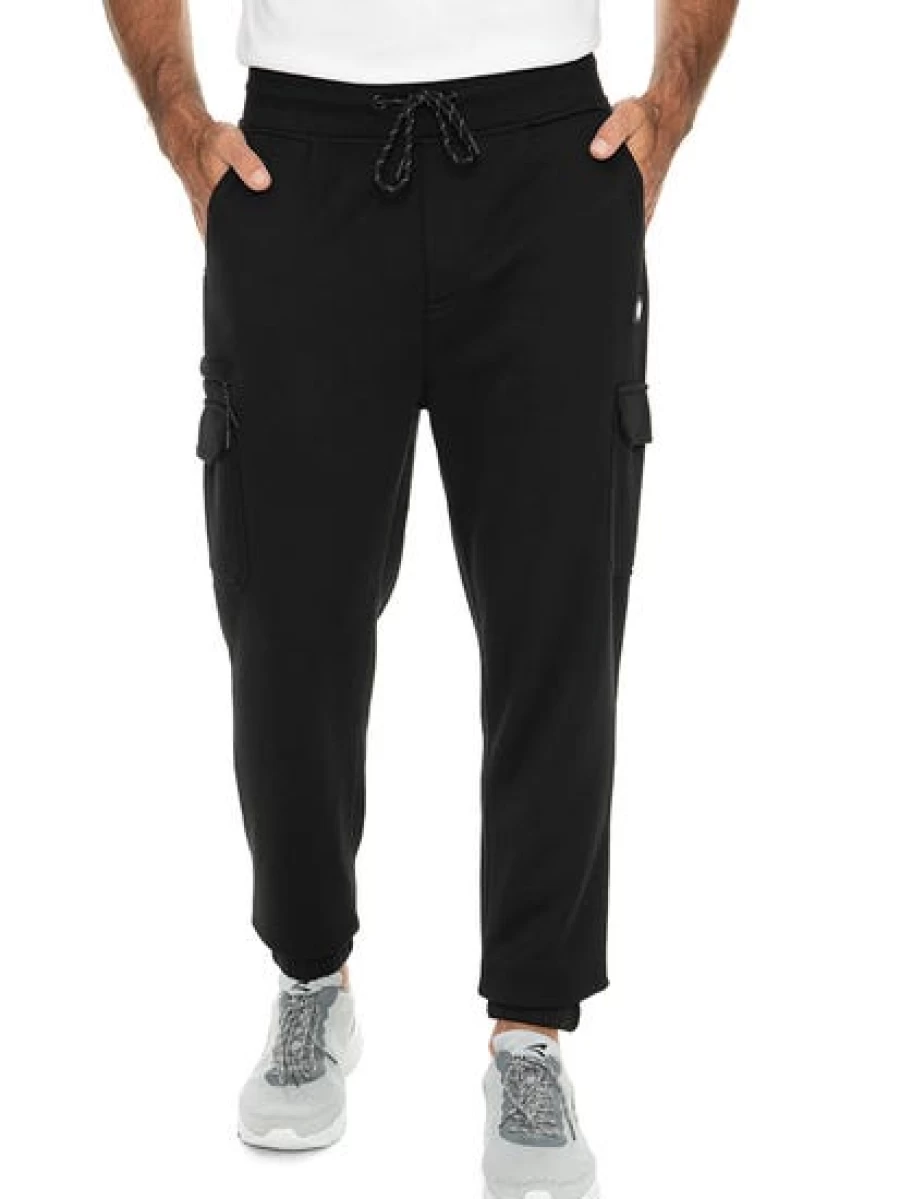 Trojan Men's Black Fleece Track Pants with Side Zippers - Comfortable & Stylish Joggers