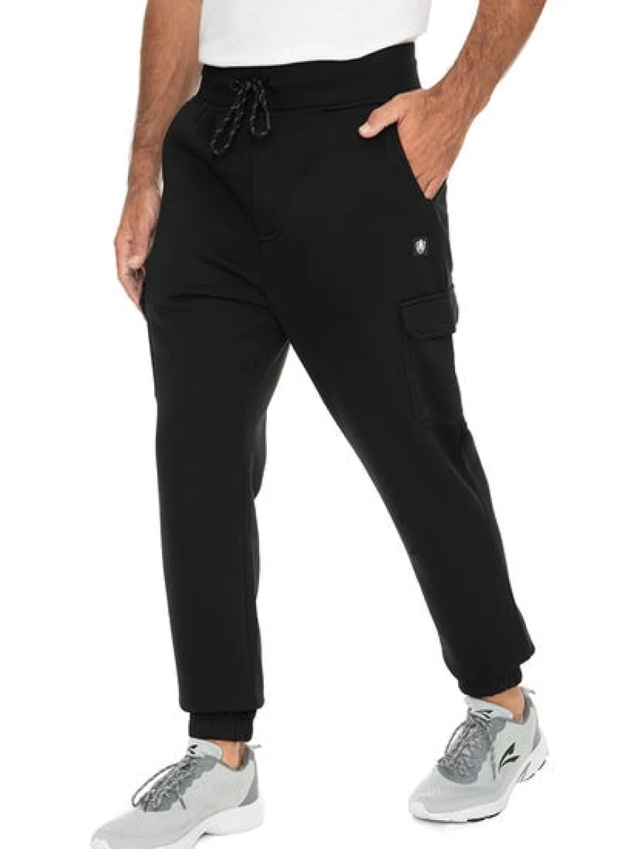 Trojan Men's Black Fleece Track Pants with Side Zippers - Comfortable & Stylish Joggers