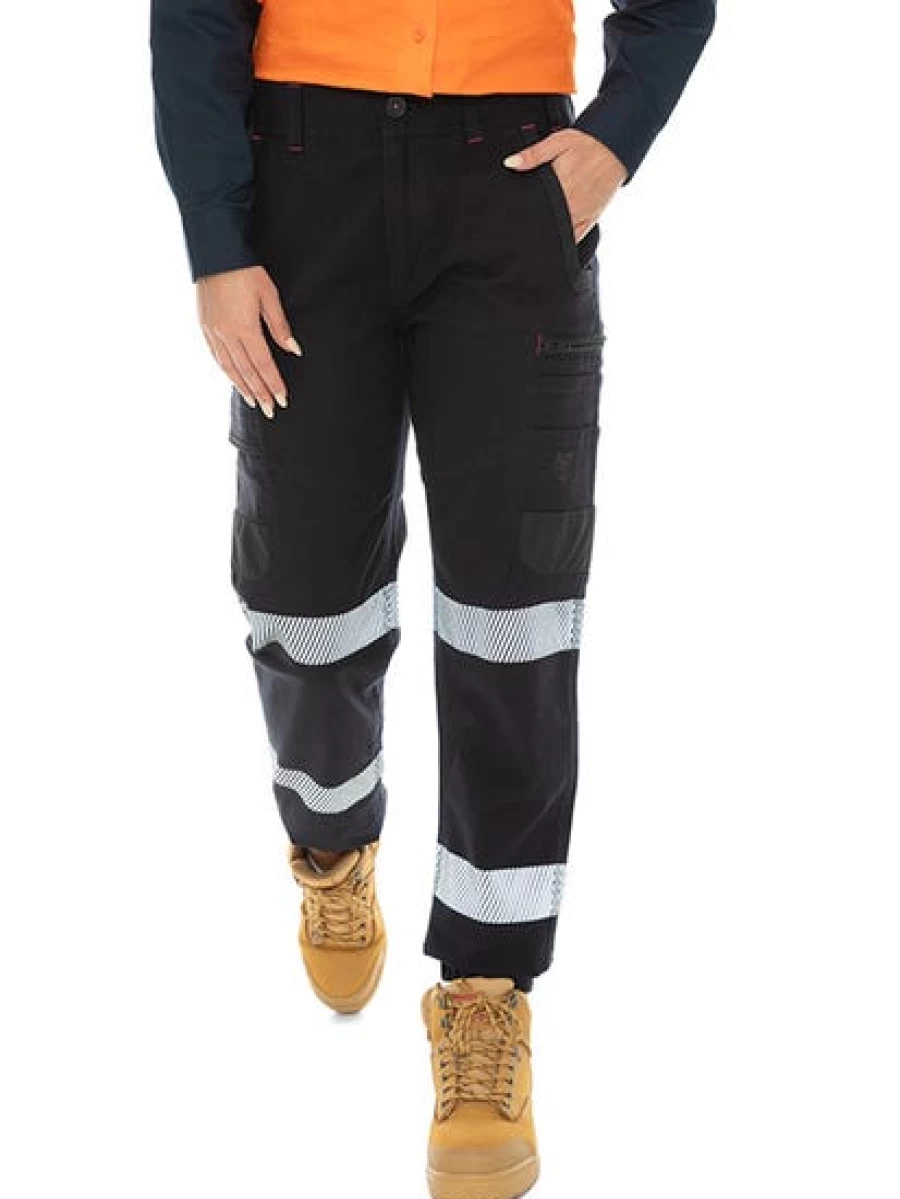 Men's Work Pants With Reflective Tape - Traders Brand Navy Blue Safety Trousers