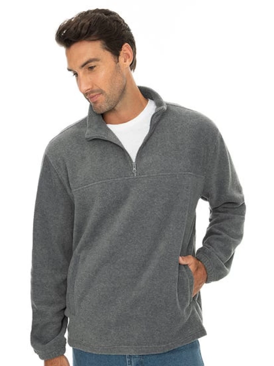 Lowes Men's Grey Polar Fleece Quarter Zip Pullover