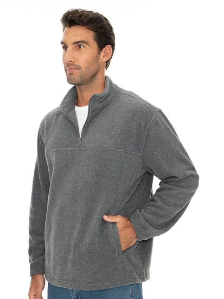 Lowes Men's Grey Polar Fleece Quarter Zip Pullover