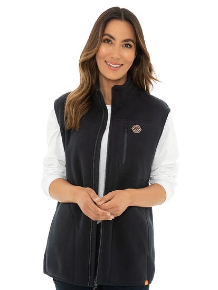 Outer Peak Men's Navy Fleece Zip Vest - Lightweight Warm Layering Jacket