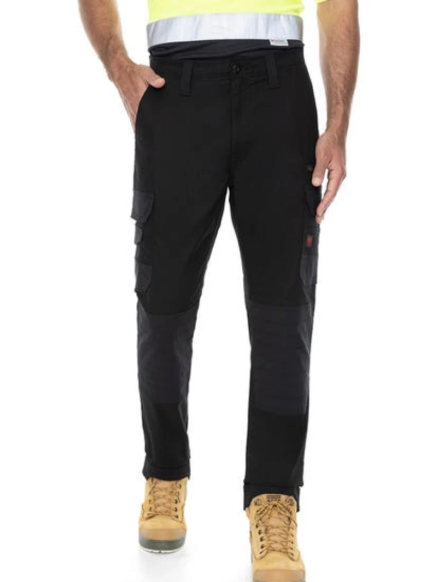 "Traders Men's Work Pants with Elastic Waist & Knee Pads - Black Durable Utility Trousers"