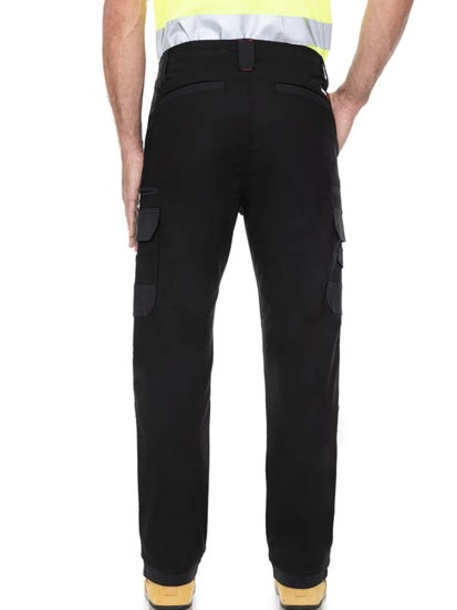 "Traders Men's Work Pants with Elastic Waist & Knee Pads - Black Durable Utility Trousers"