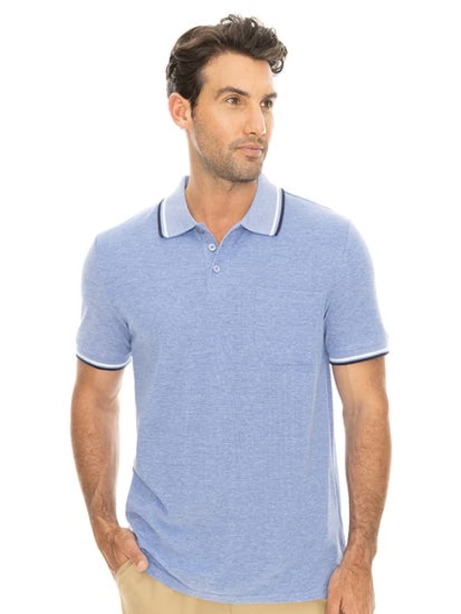 Lowes Men's Blue Knitted Casual Polo Shirt - Comfortable Stylish Top for Everyday Wear