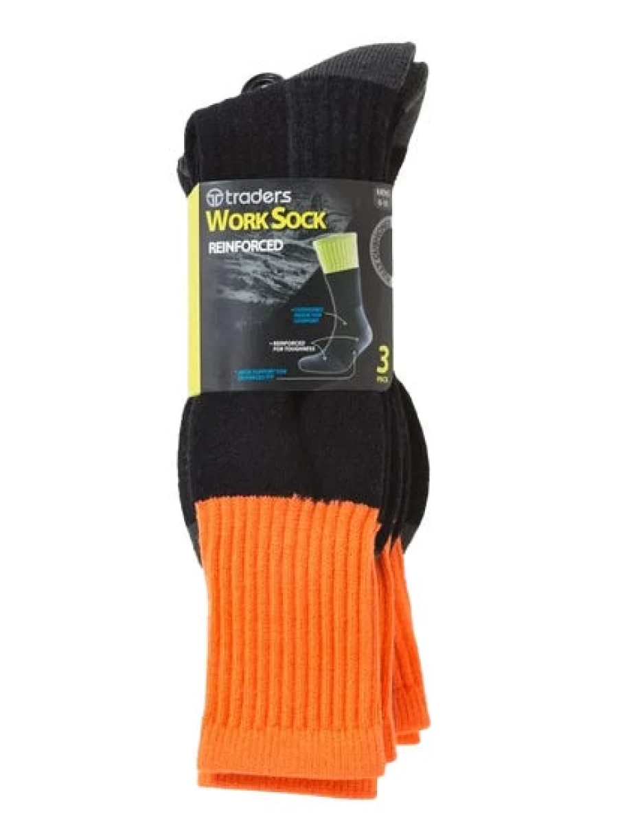 "Traders Men's 3-Pack Durable Work Socks for Heavy Duty & Comfort"